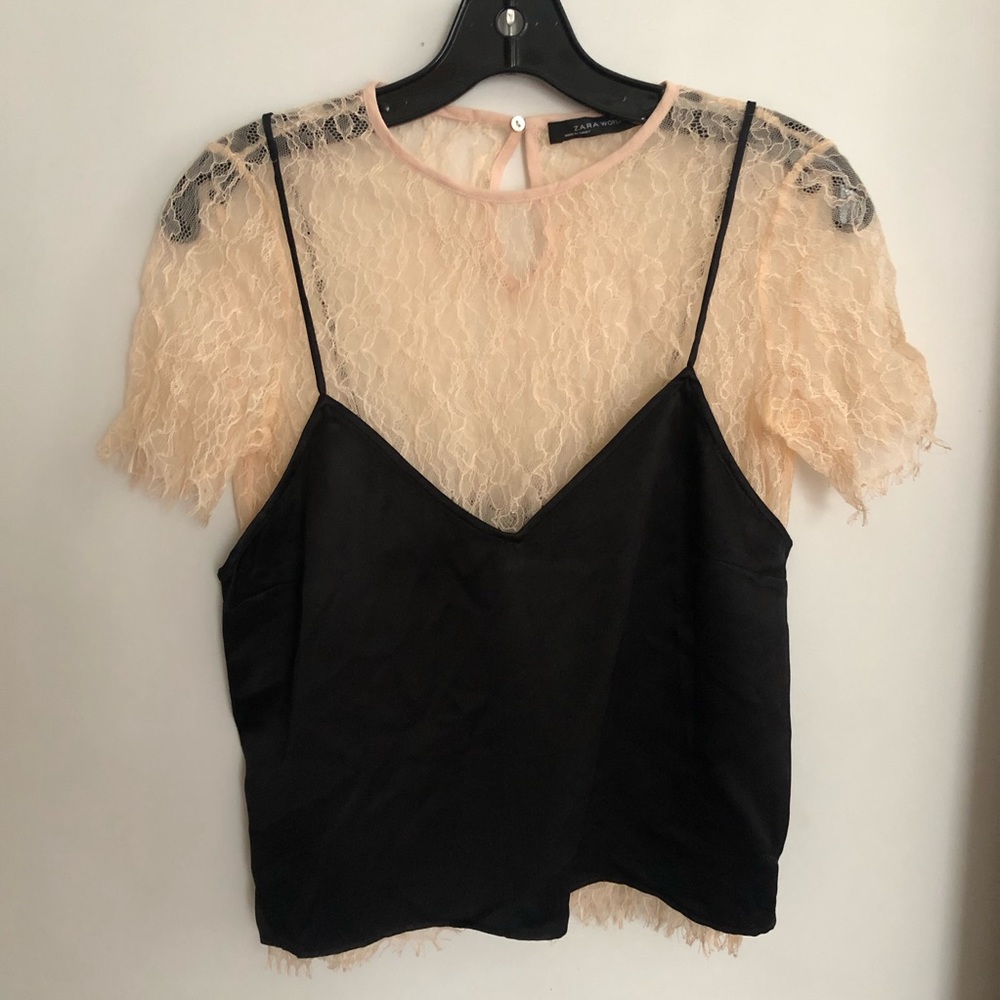 ZARA lace shirt with silk tank on top